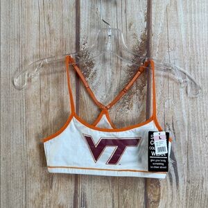 💵NWT VT Hokies Orange and White Sports Bra Size Large